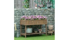 Outsunny Wooden Planter Raised Bed Container 110L x 46W x 76Hcm Brown