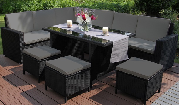 €799.99 for a Jardi 9 Seater Rattan Corner Dining Set with Raincover - 3 Colours