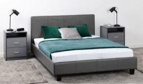Prado Fabric or Leather Beds in 4 Sizes - 3 Colour Options