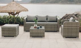 5 Seater Rattan Furniture Sofa Set with Rain Cover