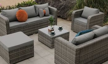 7 Seater Rattan Furniture Sofa Set with Rain Cover