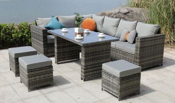 9 Seater Rattan Sofa Set with Optional Rain Cover