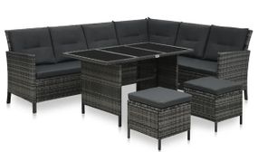 7 Seater Grey Rattan Corner Dining Set