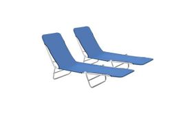 Folding Sun Loungers 2 pcs Steel and Fabric Blue