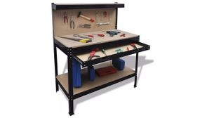 Steel Workbench with Pegboard and Drawer