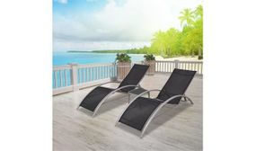 Sun Loungers with Table Aluminium Black