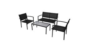 4 Piece Garden Lounge Set Textilene Black