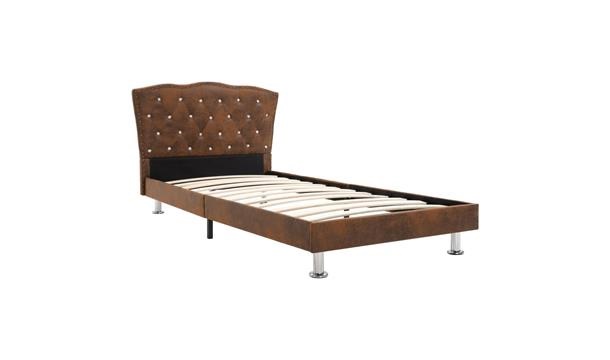 Bed Frame Brown Faux Suede Leather, Faux Suede Bed Frame