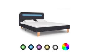 Bed Frame with LED Dark Grey Fabric 135x190 cm 4FT6 Double