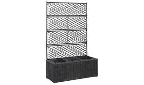 Trellis Raised Bed with 3 Pots 83x30x130 cm Poly Rattan Black