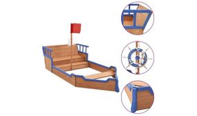 Sandbox Pirate Ship Firwood 190x94.5x101 cm