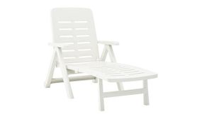 Folding Sun Lounger Plastic White