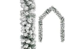 Christmas Garland with Flocked Snow Green 10 m PVC