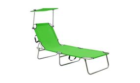 Folding Sun Lounger with Canopy Steel Apple Green