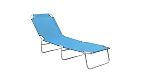 Folding Sun Lounger Steel and Fabric Turquoise Blue