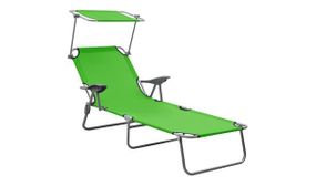 Sun Lounger with Canopy Steel Green