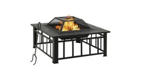 Garden Fire Pit with Poker 81x81x47 cm XXL Steel