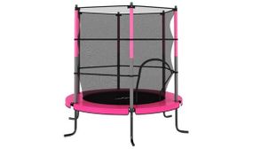 Pink Trampoline with Safety Net Round 140x160 cm Pink