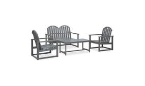 4 Piece Outdoor Lounge Set Grey Solid Acacia Wood