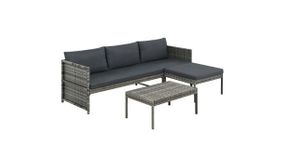 3 Piece Garden Lounge Set with Cushions Poly Rattan Grey