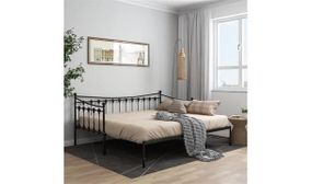 Pull-out Sofa Bed Frame Black Metal 90x200 cm