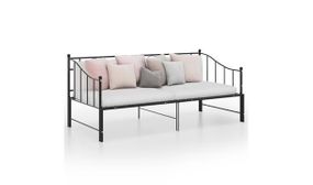 Pull-out Sofa Bed Frame Black Metal 90x200 cm