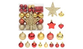 70 Piece Christmas Bauble Set Gold and Red