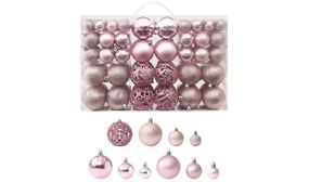 100 Piece Christmas Ball Set Pink