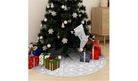 Luxury Christmas Tree Skirt with Sock White 90 cm Fabric