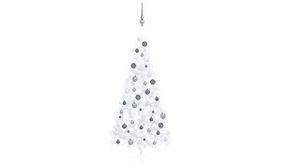 Artificial Half Christmas Tree with LEDs&Ball Set White 210 cm