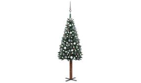 Slim Christmas Tree with LEDs&Ball Set Green 150 cm