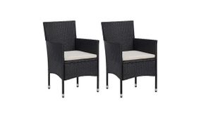 Garden Dining Chairs 2 pcs Poly Rattan Black