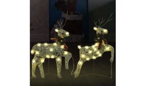 Christmas Reindeers 2 pcs Gold 40 LEDs