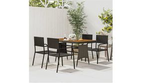 5 Piece Outdoor Dining Set Poly Rattan Black