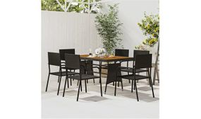 7 Piece Outdoor Dining Set Poly Rattan Black