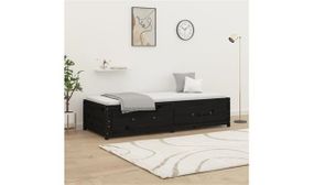 Day Bed Black 90x190 cm 3FT Single Solid Wood Pine