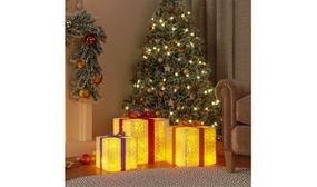 Lighted Christmas Boxes 3 pcs 64 LEDs Warm White