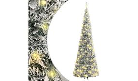 Artificial Christmas Tree Pop-up Flocked Snow 150 LEDs 180 cm