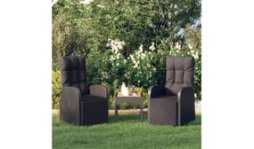 Reclining Garden Chairs with Cushions 2 pcs Black Poly Rattan