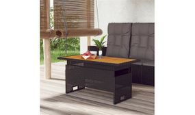 Garden Table Black 100x50x43/63 cm Solid Wood Acacia&Poly Rattan