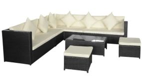 8 Piece Garden Lounge Set with Cushions Poly Rattan