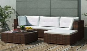 Garden Sofa Rattan Lounge Set with Cushions in 3 Colours