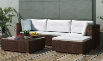 Garden Sofa Rattan Lounge Set with Cushions in 3 Colours