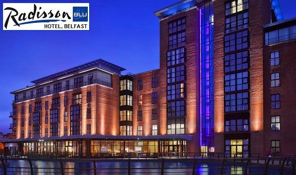 1 or 2 Nights Luxury Belfast City Escape for 2 People Including Breakfast, Bottle of Wine, Dining Credit and a Late Checkout at the Stunning Radisson Blu Hotel, Belfast