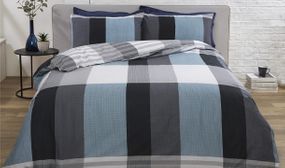 Reversible 'Good Night' 100% Cotton Count Duvet Cover Set - 4 Sizes