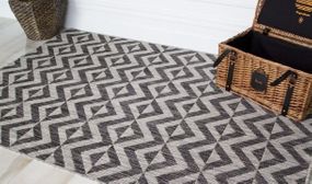 Grey Geometric Flatweave Indoor / Outdoor Rugs with Free Delivery