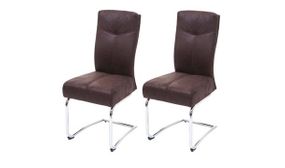 2 x Suede Look Cantilever Dining Chairs