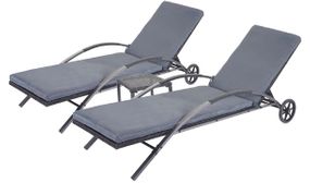 Pair of Biarritz Rattan Sun Loungers with Cushions