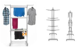 Large Folding Vertical Clothes Airer, Dryer with Wheels and 24 Bars - 3 Racks